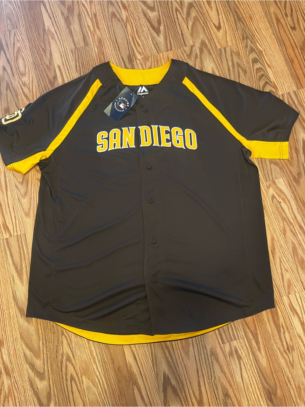 Majestic San Diego Padres Baseball Jersey Mens XL Brown MLB Button Front NWT
